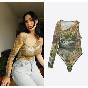 ZARA printed tulle bodysuit 5039/319